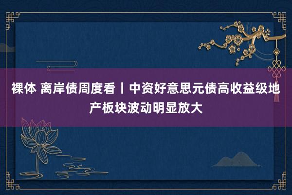 裸体 离岸债周度看丨中资好意思元债高收益级地产板块波动明显放大