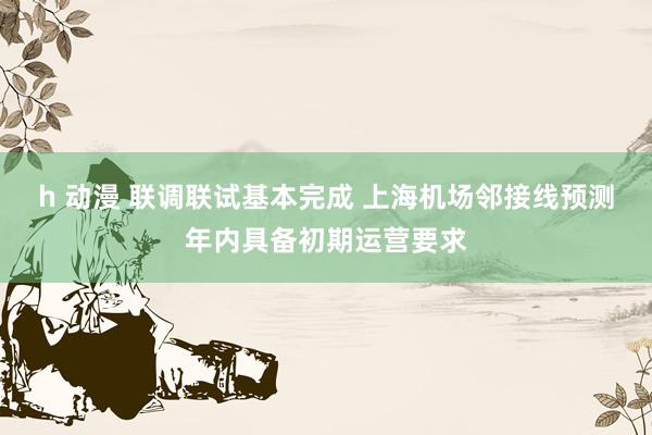 h 动漫 联调联试基本完成 上海机场邻接线预测年内具备初期运营要求