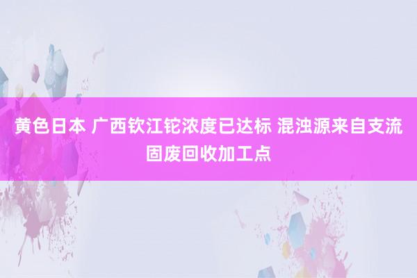 黄色日本 广西钦江铊浓度已达标 混浊源来自支流固废回收加工点