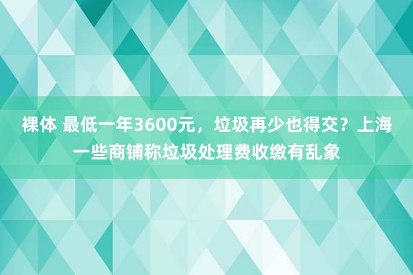 裸体 最低一年3600元，垃圾再少也得交？上海一些商铺称垃圾处理费收缴有乱象