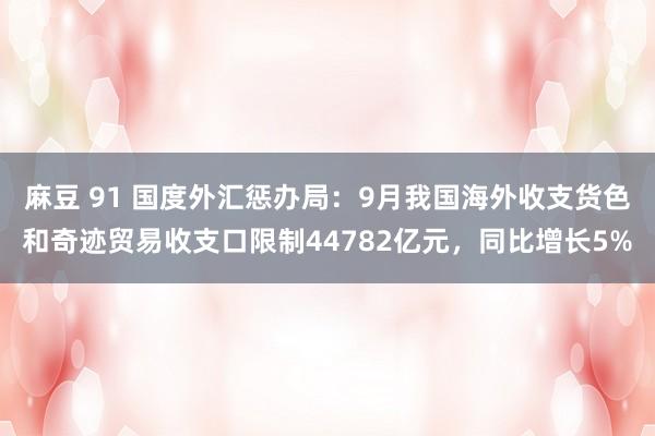 麻豆 91 国度外汇惩办局：9月我国海外收支货色和奇迹贸易收支口限制44782亿元，同比增长5%