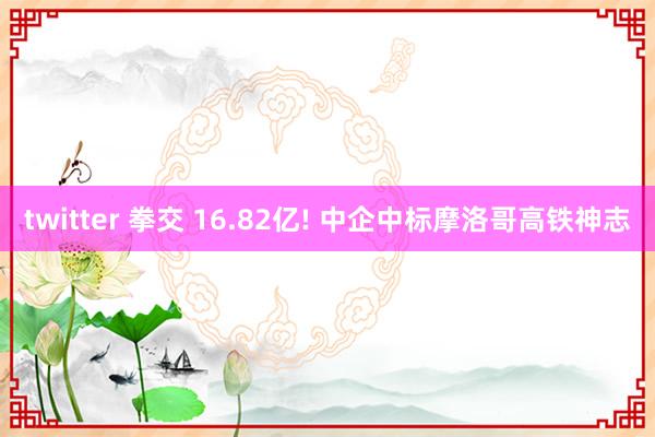 twitter 拳交 16.82亿! 中企中标摩洛哥高铁神志