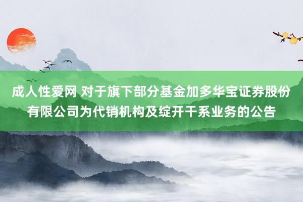 成人性爱网 对于旗下部分基金加多华宝证券股份有限公司为代销机构及绽开干系业务的公告