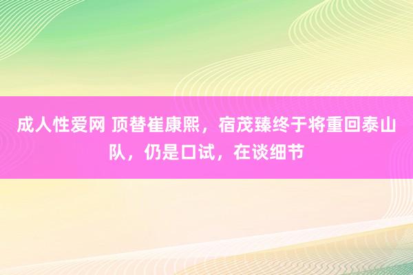 成人性爱网 顶替崔康熙，宿茂臻终于将重回泰山队，仍是口试，在谈细节