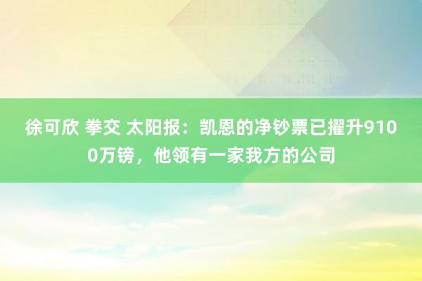 徐可欣 拳交 太阳报：凯恩的净钞票已擢升9100万镑，他领有一家我方的公司