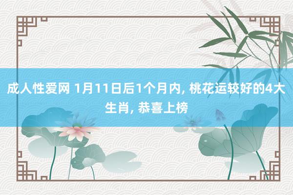 成人性爱网 1月11日后1个月内， 桃花运较好的4大生肖， 恭喜上榜