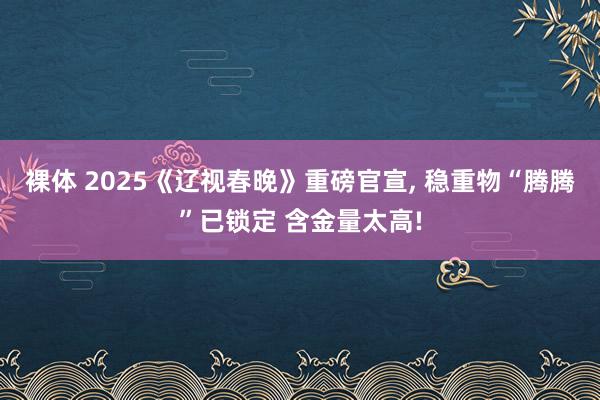 裸体 2025《辽视春晚》重磅官宣， 稳重物“腾腾”已锁定 含金量太高!