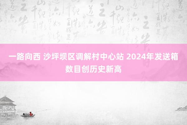 一路向西 沙坪坝区调解村中心站 2024年发送箱数目创历史新高