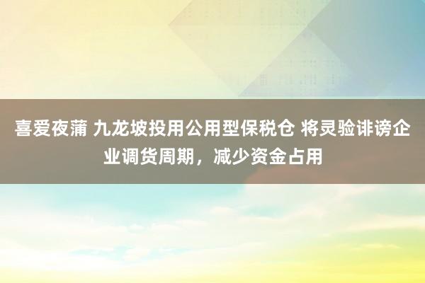 喜爱夜蒲 九龙坡投用公用型保税仓 将灵验诽谤企业调货周期，减少资金占用